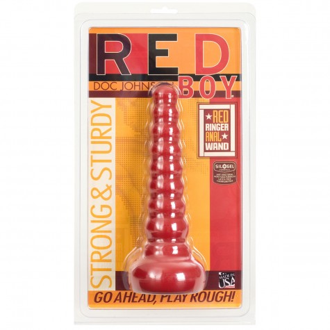 Ребристая анальная втулка Red Boy Anal Wand Butt Plug - 21,3 см.