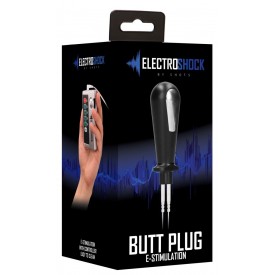 Черный электростимулятор с проводящей насадкой E-Stim Butt Plug - 8 см.