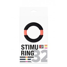 Чёрное эрекционное кольцо NEON STIMU RING 32MM BLACK/ORANGE