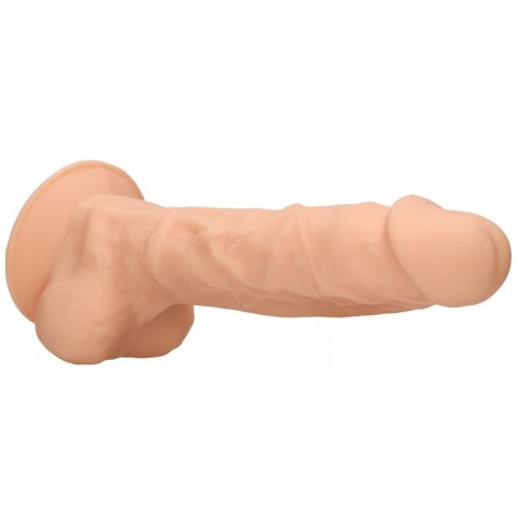 Телесный фаллоимитатор Silicone Dildo With Balls - 22,8 см.