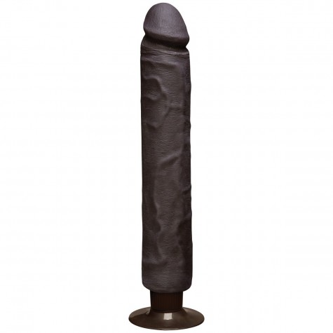 Коричневый вибратор The Realistic Cock ULTRASKYN Without Balls Vibrating 12” - 33,5 см.